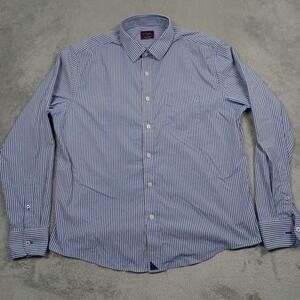 Untuckit Shirt Mens Large‎ Blue Striped Button Up Preppy Long Sleeve